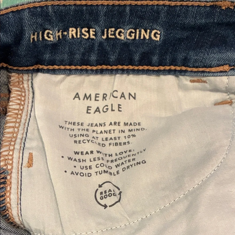 American Eagle High Rise Jegging Size 10 Long Next Level Stretch Skinny Med Wash - Picture 6 of 8
